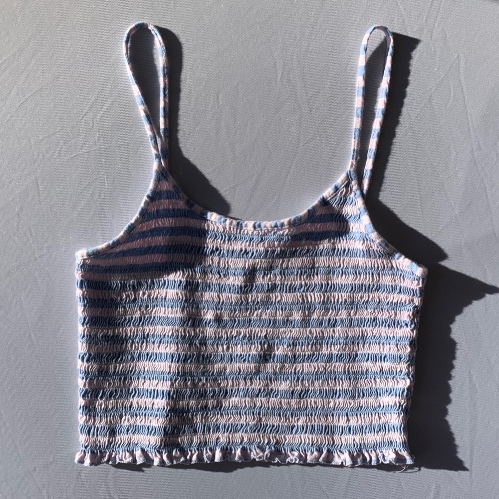 blue & white crop top